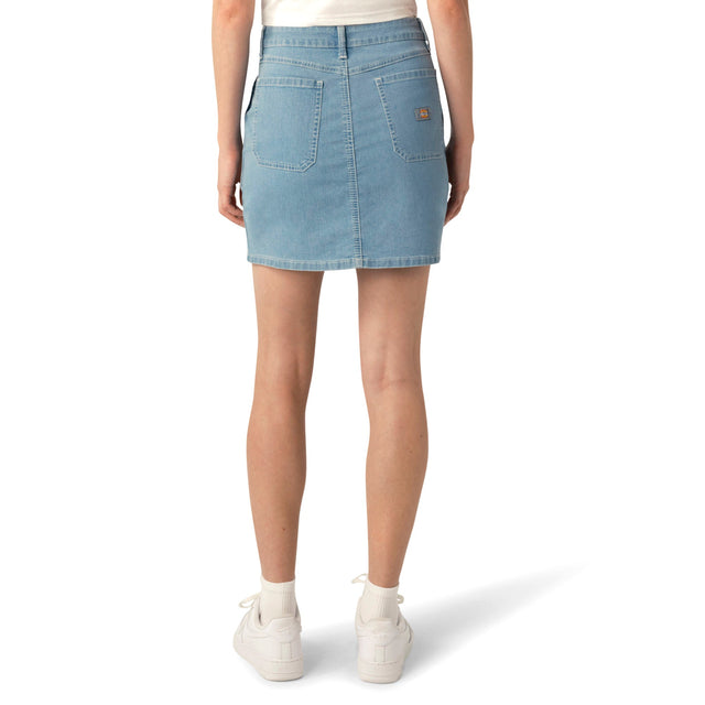 W HIGH RISE DENIM CARPENTER SKIRT
