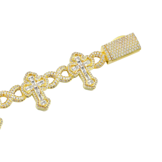 APORRO INFINITY LINK EMERALD CUT CROSS BRACELET - 8MM