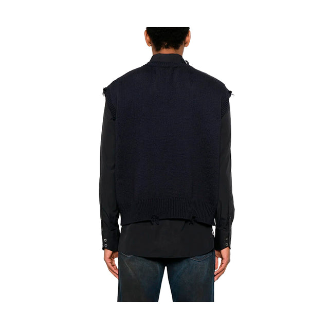 SHORTLEEVE V-NECK KNITTED SWEATER