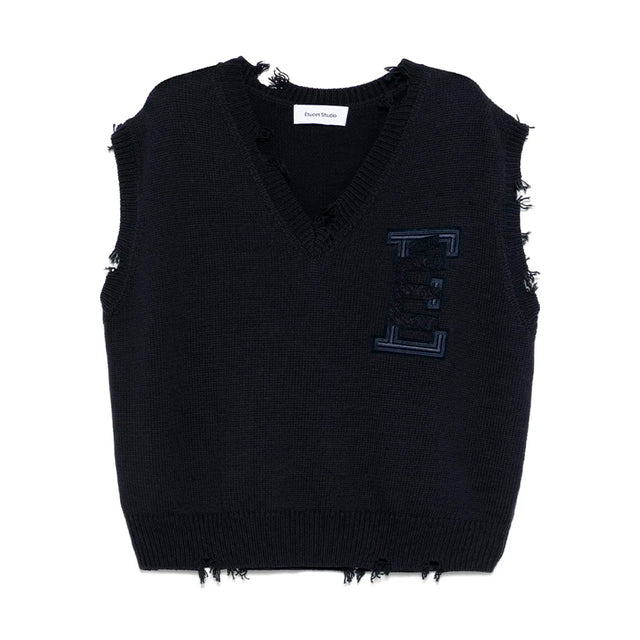SHORTLEEVE V-NECK KNITTED SWEATER