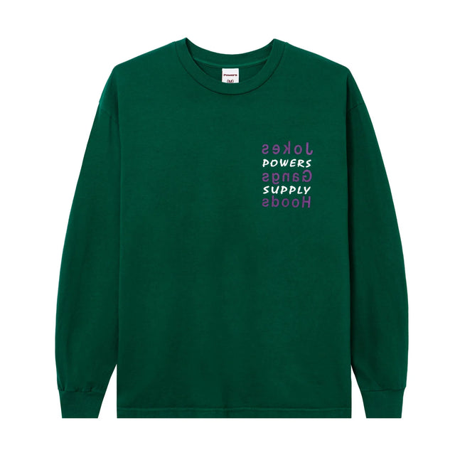 JOKES GANGS HOODS LS TEE DARK GREEN