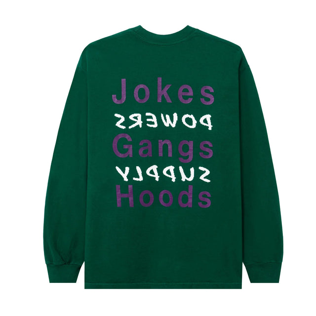 JOKES GANGS HOODS LS TEE DARK GREEN