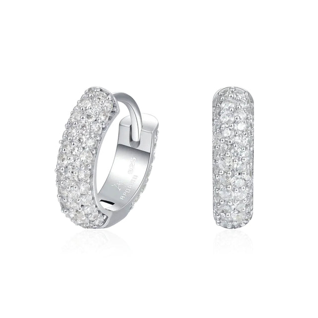 APORRO ROUND PAVED HOOP EARRINGS - DIÁMETRO INTERIOR 9 MM - ANCHO 4 MM - PAR