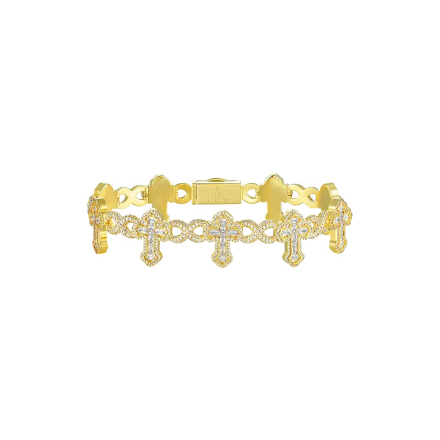 APORRO INFINITY LINK EMERALD CUT CROSS BRACELET - 8MM