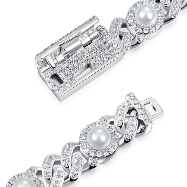 APORRO PEARL ICED CUBAN BRACELET - 8MM