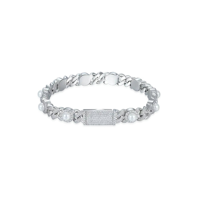 APORRO PEARL ICED CUBAN BRACELET - 8MM